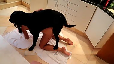 Milf and dog fuck