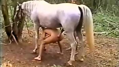 Sexo gay con un caballo en fuera de casa