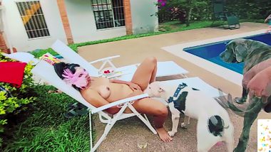 Thai animal porn. Two lesbians with dog have sex